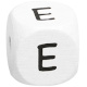 Buchstabenwürfel, 10 mm in Weiß : E