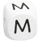 Buchstabenwürfel, 10 mm in Weiß : M