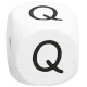 Buchstabenwürfel, 10 mm in Weiß : Q