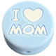 Silikon-Motivperle "I love MOM" : Babyblau