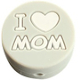 Silikon-Motivperle "I love MOM" : Hellgrau