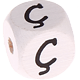 Buchstabenwürfel, 10 mm in Weiß auf Türkisch : Ç